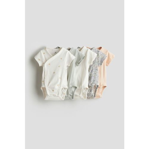 5-pack Cotton Bodysuits, V-neck