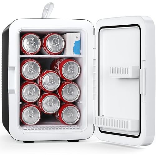 Antarctic Star Compact Mini Fridge, 10L Portable Small Refrigerator, 2.6 Gal Desktop Fridge with AC/DC Adapters, Small Cosmetics Cooler for Beverage, Food, Makeup, Bedroom, Office, Dorm, Black
