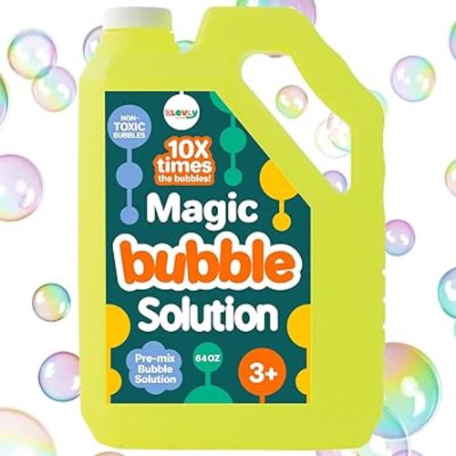 Iridescent Bubble Solution Refill 64 OZ | Non-Toxic Pre-Mix Bubble Refill Solution No Mixing or Measuring Required | Bubbles for Kids | Bubbles Bulk | Bubble Machine Solution | Giant Bubble Solution