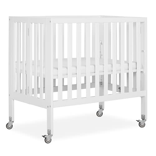 Dream On Me Jett Non-Full Size Folding Convertible Crib, Lightweight Portable Crib, Three Adjustable Mattress Height Settings, Easy to Fold Travel Crib, 1.5” Mattress Pad Included