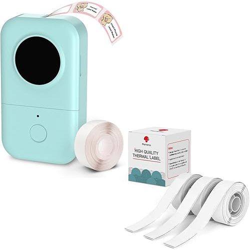 Phomemo D30 Label Maker with 4 Tapes - 3X Continuous White Tapes +1x 12mm 0.47 in White Tapes, Mini Bluetooth Label Maker Machie with Tapes