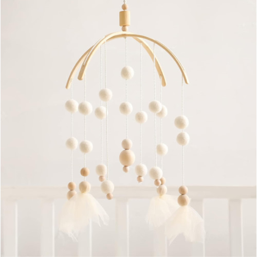 Baby Mobile 100% Felt Ball Bed Bell Mobile Crib Jewelry Creative Pendant Toy Wooden Wind Chime Nursery Decoration