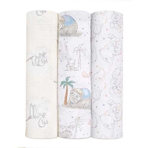 aden + anais™ Disney® 3-Pack Darling Dumbo Swaddles in Greyaden + anais™ Disney® 3-Pack Darling Dumbo Swaddles in Grey