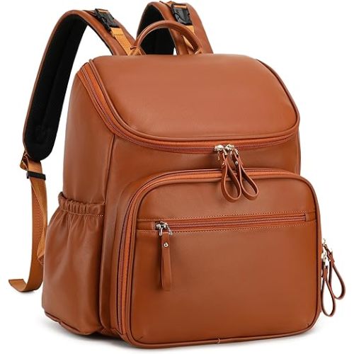 Diaper Bag (Faux Leather, Dark-brown)