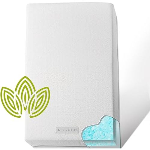 Organic Cotton 2-Sided Crib Mattress | Waterproof Washable Protector w/Ventilated Foam Lining | Light 2-in-1 Baby Mattress w/Firm Support for Infant & Soft CertiPUR Foam for Toddler | 52 x 27 x 4”