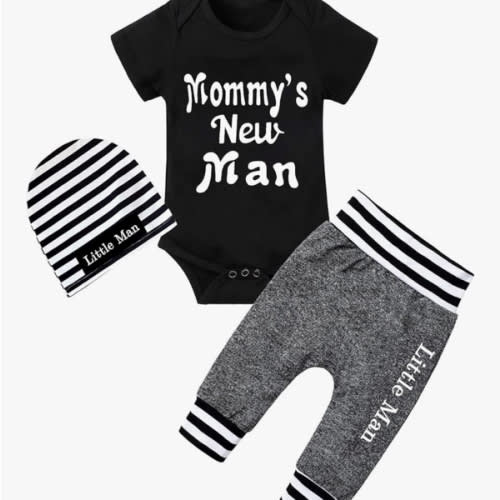 Fommy Newborn Baby Boy Clothes New to The Crew Letter Print Romper+ Pants+Hat 3PCS Outfit