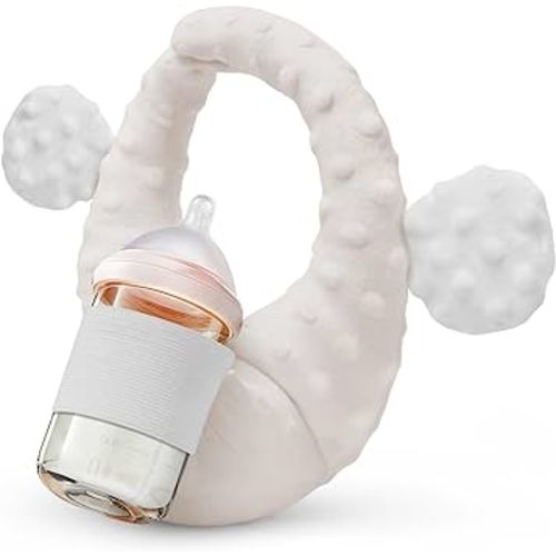 Baby bottle holder,Bottle holder for baby self feeding,Baby bottle holder hands frees,Twin baby feeding pillow, Bottle propper for baby,Portable support pillow for newborns(Yellowish)