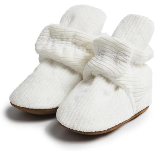 HsdsBebe Unisex Newborn Baby Cotton Booties Non-Slip Sole for Toddler Boys Girls Infant Winter Warm Fleece Cozy Socks Shoes