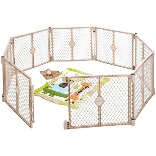 Toddleroo by North States - Superyard Baby Play Yard: Freestanding 8-Panel Baby Playpen - Indoor or Outdoor Use - Made in USA - Encloses Up to 34.4 Square Feet - 26 Inches Tall - Sand