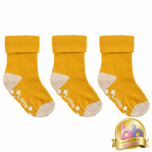 Talipes (clubfoot) Boots and Bar Socks - Non-Slip + Stay On Baby and Toddler Socks - 3 Pack in Mustard