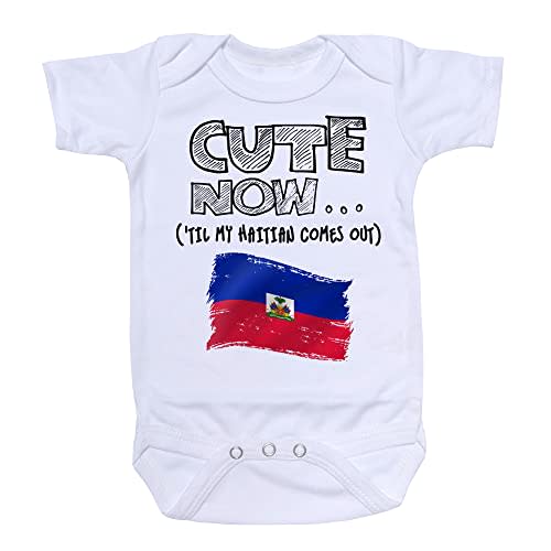 Cute Now Baby Haiti Bodysuit Til My Haitian Comes Out Country Pride Baby/Infant Jumpsuit in White Pick Size NB-18M