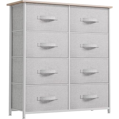 YITAHOME 8 Drawers Dresser - Fabric Storage Tower, Organizer Unit for Bedroom, Living Room & Closets - Sturdy Steel Frame, Easy Pull Fabric Bins & Wooden Top