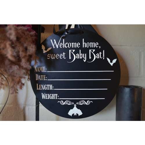 Gothic Baby Stats Announcement Sign, Personalized Baby Shower Gift, Witchy Baby Bat Nursery Decor