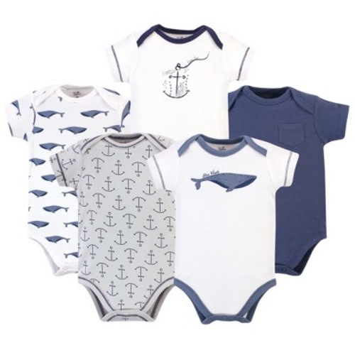Touched by Nature Organic Cotton Bodysuits 5pk, Blue Whale, Size: 3-6 months