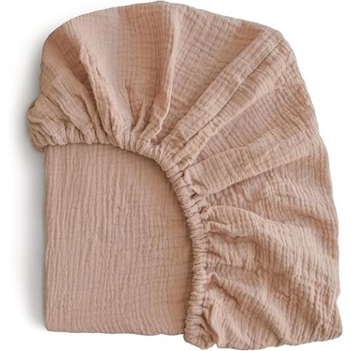 mushie Extra Soft Muslin Fitted Crib Sheet | 192 Thread Count | 28"x 52"(Natural)