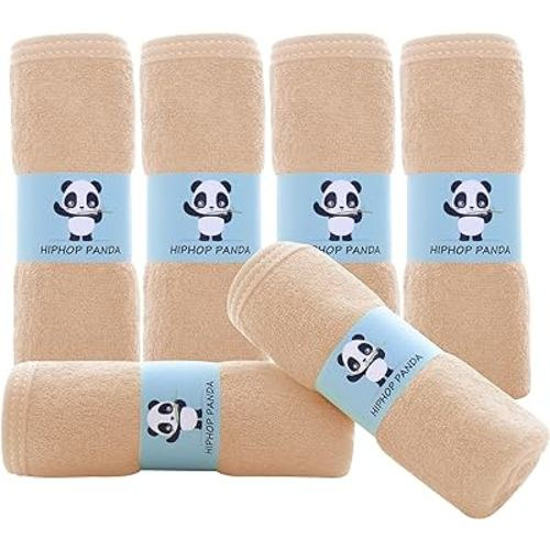 HIPHOP PANDA Baby Washcloths, Rayon Made from Bamboo - 2 Layer Ultra Soft Absorbent Newborn Bath Face Towel - Reusable Baby Wipes for Delicate Skin - Brown, 6 Pack