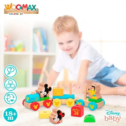 Woomax Mickey Y Minnie Wooden Train 14 Pieces | Kidinn