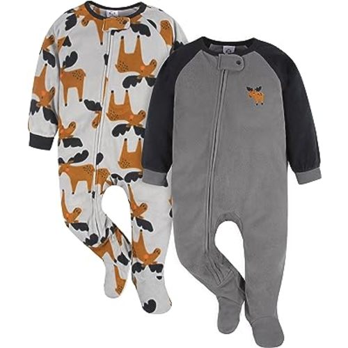 Gerber Baby Boys' Flame Resistant Fleece Footed Pajamas 2-pack