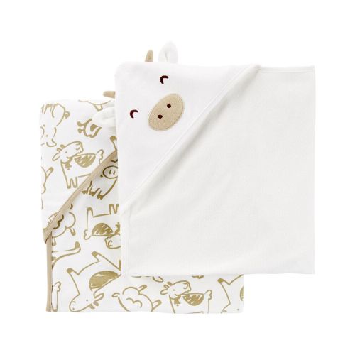 Baby 2-Pack Hooded Baby Towels - White/Brown