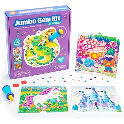 Educational Insights Jumbo Gem Kit - DIY Arts and Crafts Sets for Kids, Easy & Fun Diamond Painting Activity for Small Hands, Crafting & Art Supplies, Jewel Stickers, Gifts for Girls and Boys Ages 5+