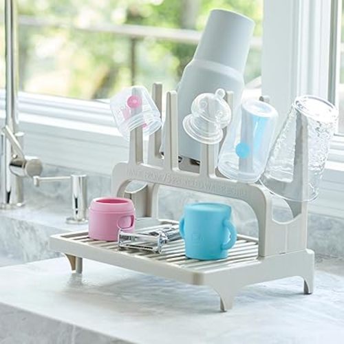 PopYum Seattle Gray Space Saving Drying Rack from 100% Recycled Bottles, countertop for Baby Bottle, Plastic Bags, Cups, Glass, tumblers, Compact