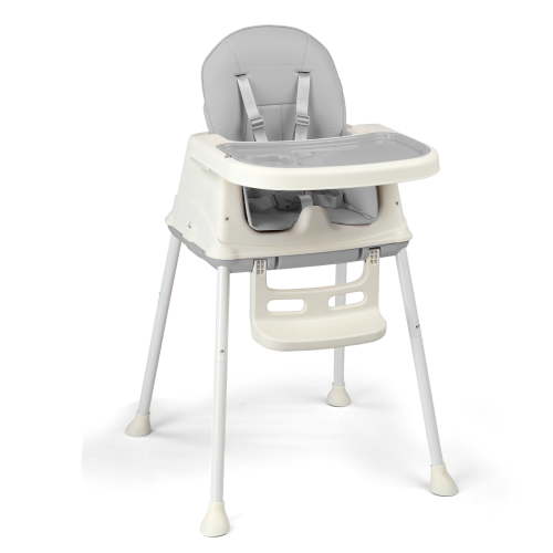 Ktaxon Baby High Chair, Convertible 4 in 1 High Chairs for Babies and Toddlers, Baby Highchair with 5-Point Safety Harness, Adjustable Height & Dining Tray, Gray