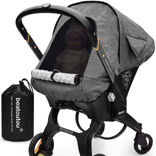 Waterproof Baby Car Seat Cover Compatible with Doona Car Seat and Stroller,Patented Windproof Car Seat Canopy for Boys & Girls, Keeps Babies Warm and Cozy(Gray)