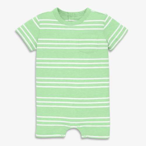 Baby heathered pocket shortie in stripe - Pear / white stripe / 12-18