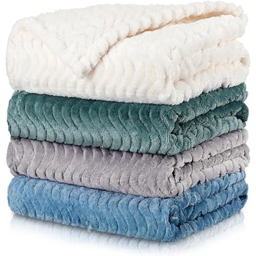 Frienda 4 Pcs Baby Fuzzy Blanket Fluffy Baby Blanket for Boys Girls Soft Warm Baby Receiving Blankets Nursery Bed Blanket Toddler Infant Newborn Receiving Blanket, 32 x 24 Inch (Light Color)