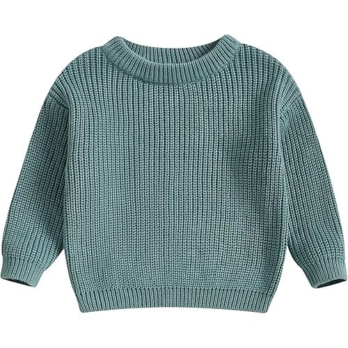 Yoawdats Toddler Baby Girl Boy Long Sleeve Knit Sweater Cute Round Neck Pullover Fall Winter Warm Tops Clothes