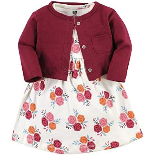 Hudson Baby Baby Girls' Cotton Dress and Cardigan Set