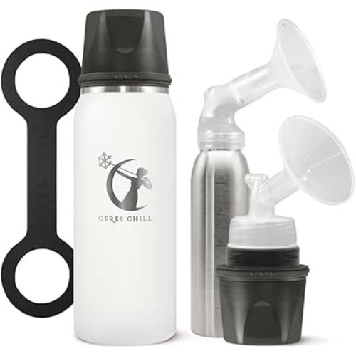 Breastmilk Chiller Reusable Storage Container by CERES CHILL | Keeps Milk Safe for up to 20 Hours | Connects w/Major Pumps (1 Chiller, Bright White)