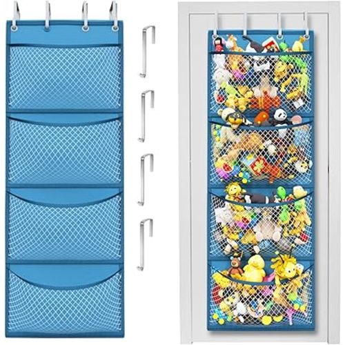 Honeyera Storage for Stuffed Animal - Over Door Organizer for Stuffies, Baby Accessories, and Toy Plush/Easy Installation with Breathable Hanging Pockets