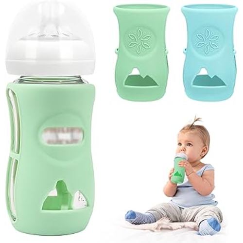 2 Pack Silicone Sleeves for Philips Avent Glass Natural Baby Bottle 8oz, Food Grade Silicone, BPA Free Glass Baby Bootle Sleeve, Anti Breakage Baby Bottle Holder, Anti-Scald, Dishwasher/Heaters Safe