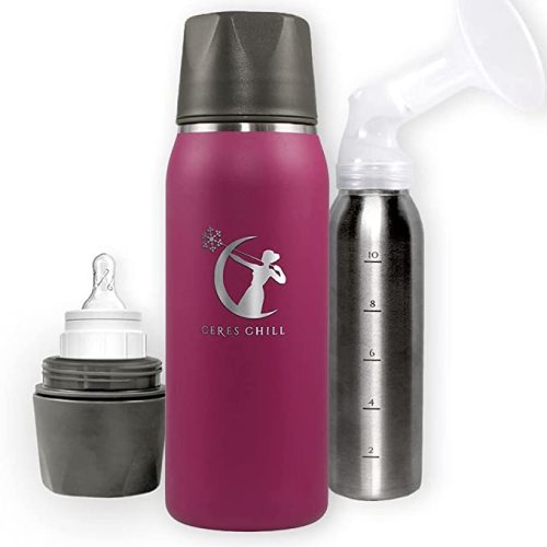 Breastmilk Chiller Reusable Storage Container by CERES CHILL | Cooler - Keeps Milk at Safe temperatures for 20+ Hours | Bottle Connects w/Major Pumps, 12 to 34oz (1 Chiller, Don’t Call Me “Hon” Plum) - 1 Count (Pack of 1)
