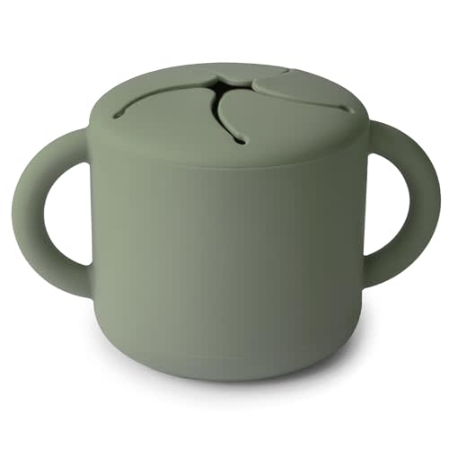 mushie Silicone Snack Cup | Spill Proof Food Container for Toddler and Baby (Dried Thyme)