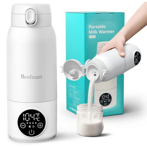Portable Bottle Warmer for Travel - 17oz Baby Bottle Warmer with 2-Min Heating, Precise Temp Control (98°F-158°F) & IPX6 Waterproof Design | Bottle Warmer On-The-Go for Car, Airplane, Outdoor