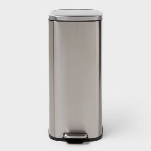 30L Soft Square Step Trash Can Silver - Brightroom™