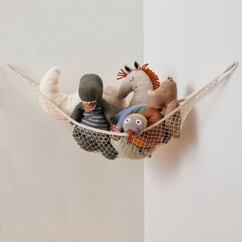 3 Sprouts Toy Hammock - Stuffed Animal Storage Net - Beige