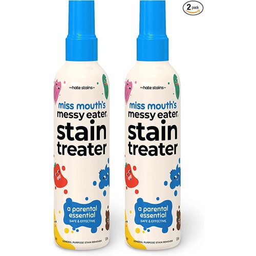 Miss Mouth's Messy Eater Stain Treater Spray - 4oz 2 Pack Stain Remover - Newborn & Baby Essentials - No Dry Cleaning Food, Grease, Coffee Off Laundry, Underwear, Fabric - 2 pack