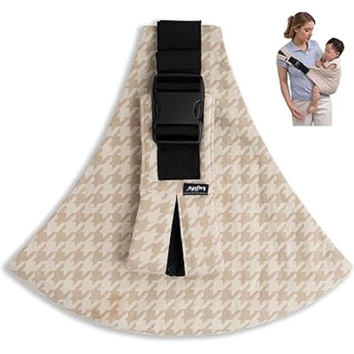 Baby Sling Carrier for Toddler, Houndstooth Baby Carrier Sling, Premium Cotton Linen Adjustable in Both Front and Back Shoulder Strap, Portable and Lightweight Toddler Carrier