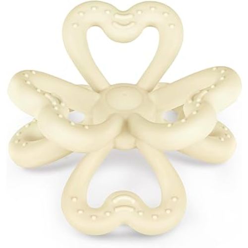 Haakaa Silicone Clover Teether Toy - Food Grade Silicone Teething Toys for Babies 3-6 Months 6-12 Months, Soft & Easy Hold Chew Toy for Infant, BPA Free (Oat)