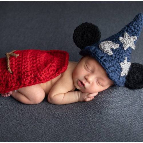 Baby boy hat, baby girl hat, crochet sorcerer mouse, photo prop, baby shower gift, Mickey Mouse, crochet newborn hat, disney nursery
