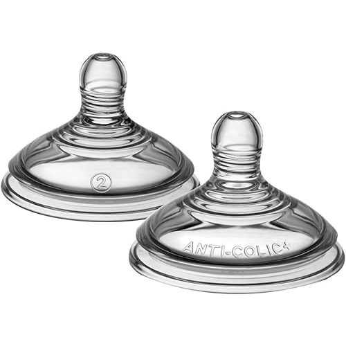 Tommee Tippee Advanced Anti-Colic Baby Bottle Nipples, Breast-like, Soft Silicone, Medium Flow, 3m+, 2 Count