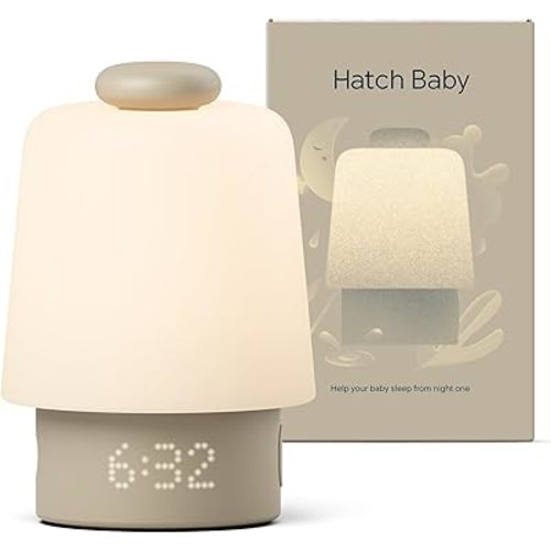 Hatch Baby Sound Machine, Night Light | Hatch Baby Model | Sleep Support | Registry Essential, Routine Builder, Time-to-Rise Alarm Clock, White Noise, Nursery Stories, Toddler Kids (Wi-Fi), Greige