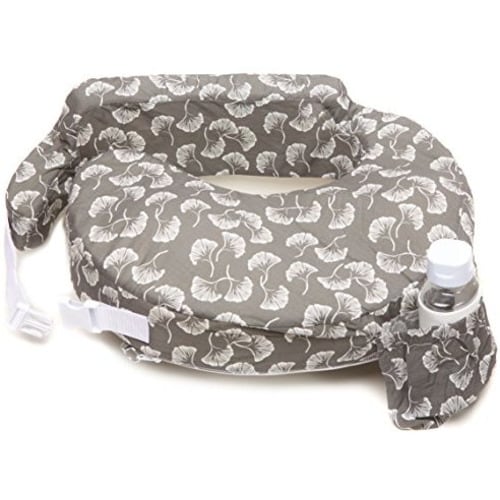 My Brest Friend Original Nursing Posture Pillow, Grey Flowing Fans - Grey, White
