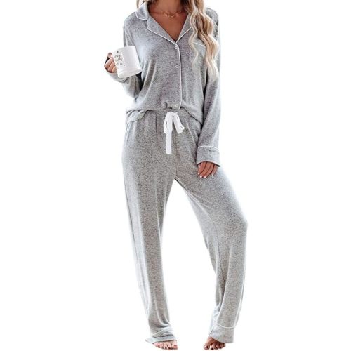 Aamikast Women's Pajama Sets Long Sleeve Button Down Sleepwear Nightwear Soft Pjs Lounge Sets