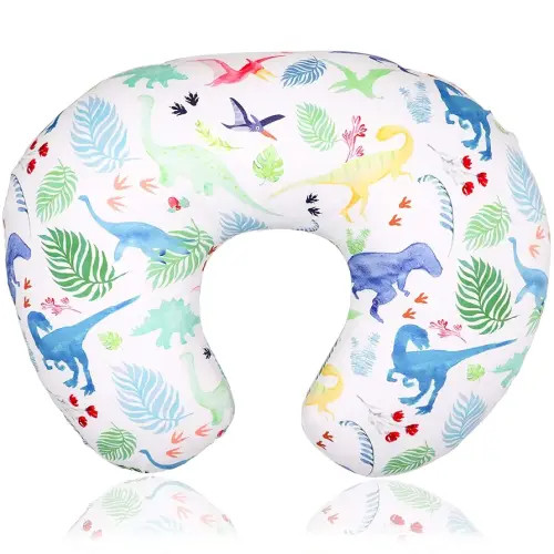 Dinosaur Nursing Pillow Cover, Breastfeeding Pillow Slipcover for Baby Boys & Girls, Nursing Pillow Case for Newborn, Soft Fabric Fits Snug On Infant, Washable & Breathable, Watercolor Dinosaur