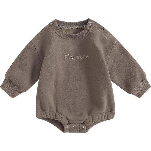 VISGOGO Newborn Infant Baby Boy Girls Oversized Romper Little Dude Sweater Onesie Coming Home Outfit Neutral Clothes