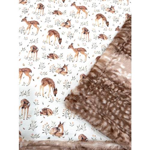 Woodland Baby Blanket, fawn deer, forest animals, soft Minky, gender neutral, crib nursery, new baby gift, personalized, handmade